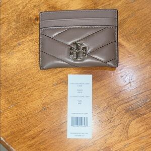 Tory Burch Kira Chevron Card Case Wallet In Classic Taupe NWT
